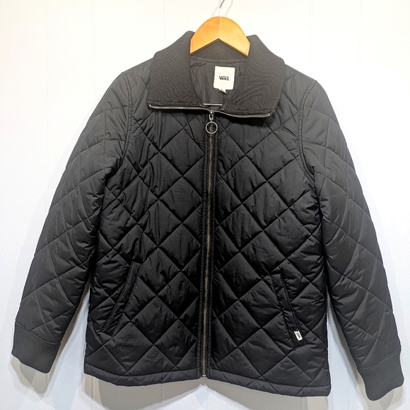 Vans Quilted Puffer in Black size Large Diamond Pattern Pockets Warm - Picture 9 of 9